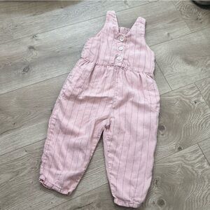 Zara striped overall jumpsuit pink and blue size 18-/4 months